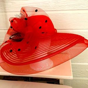 Beautiful Red with Black dots ladies Hat